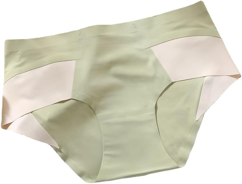 Seamless Underwear Girls Mid-waist Bag Buttocks Nude Sense Color Contrast Briefs Ice Silk Pants