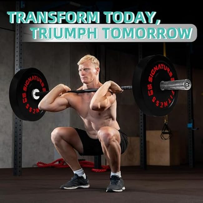 Olympic 2 Bumper Plates Set Including 260LB Weight Plates Set & 7FT Olympic Barbell Bar(305 Pounds Total), Multiple Packages