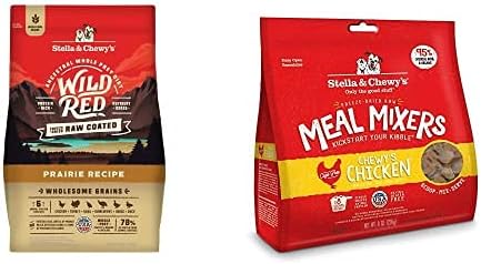 Stella & Chewy's Salvaje Red Crudo Recubierto Alimento Seco para Perros, Receta de Pares Saludables, Bolsa de 3.5 lb + Mezcladores de Comida Cruda