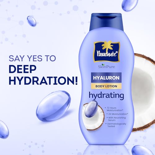 Image of Parachute SkinPure Hyaluron Body Lotion with Virgin Coconut Oil | Deep Hydration for All Skin Types | Moisturises for up to 72 Hours* | Clean, Nourishing Formula | 400 ml