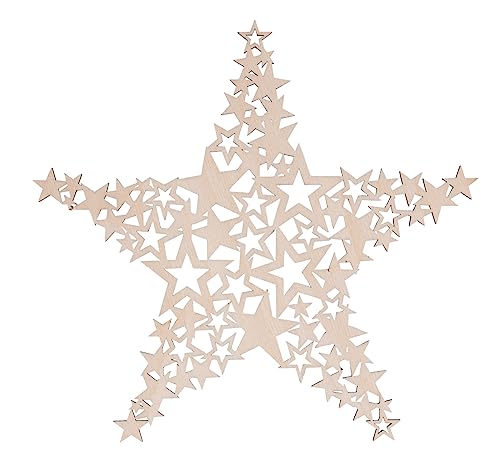 Rayher Wood Star for Crafting and Home Décor, Large Wooden Star Ornament, Natural Wood, 21.7cm, 46708505