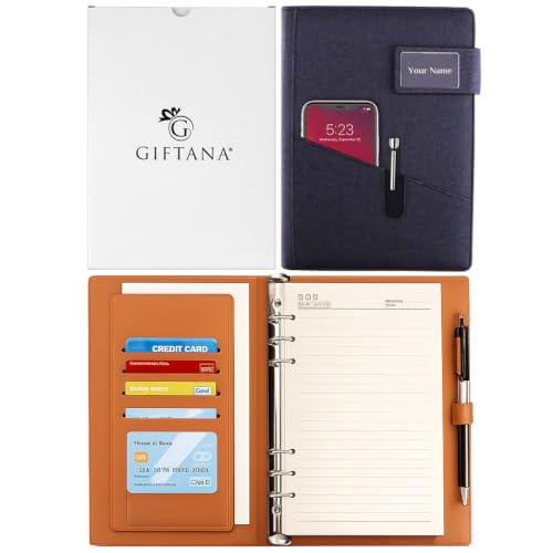 Image of Giftana Personalized Diary with Name, Personalized Office Planner Notebook Diary with Magnetic Lock, Corporate Gifts for Employee (Black)