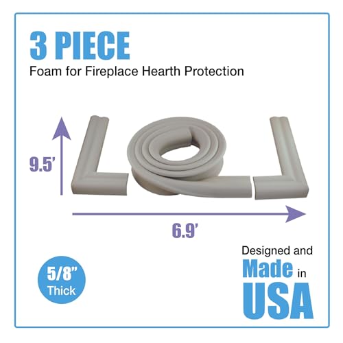 Image of KidKusion Hearth Cushion | Made in USA | Taupe | 8.33 Ft of Padding | Child Safety, Edge and Corner Guard, Baby Proof Fireplace Bumper