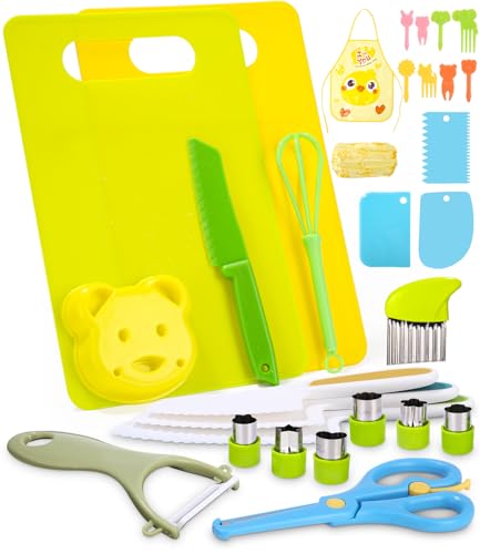 Azyvum 32 Piezas Juego de Cuchillos para Niños, Juego de Cuchillos de Cocina de Plástico,Juego Cuchillos Cocina Niños para Cortar Frutas o Verduras,Regalos para niños mayores de 2 años