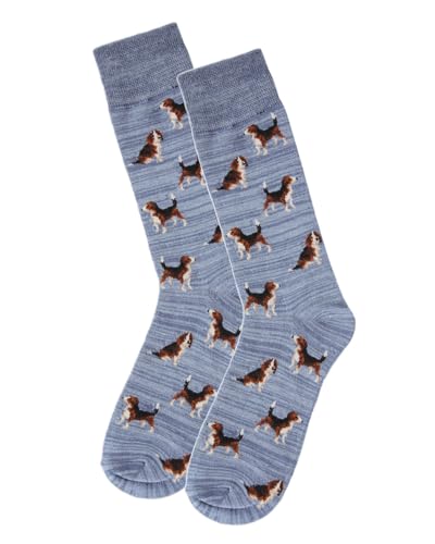 MeMoi Men's 2 Pair Pack Beagle Dog Rayan Blend Crew Socks4
