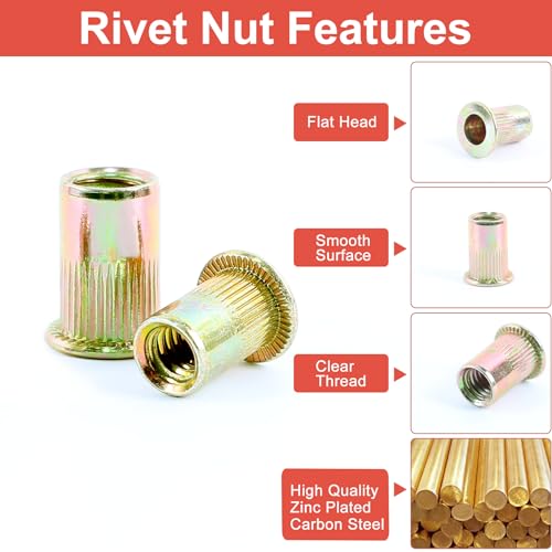 Welderelite BRITISH 100-PIECE SET Rivet Nuts, 100 Pieces 1/4-20Unc Zinc Plated Iron Rivet Nuts thumb #2