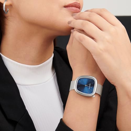 Image of Joker & Witch Nocturne 30mm Blue Dial 16mm Silver Steel Mesh Watch for Women