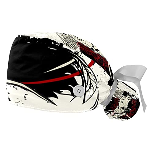 Honexa Lot de 2 bonnets chirurgicaux unisexes avec bandeau anti-transpiration pour homme et femme, Multicolore 6., taille unique