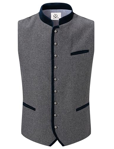 HerzSticht Herren Trachtenweste (Modell: Samerberg) Grau Blau 52