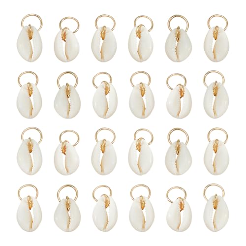 JIHUOO - Lot de 30 anneaux à cheveux en coquillages tressés - Ornements en coquillage - Bijoux en coquillages - Épingles à cheveux tressées - Accessoires pour femme - -39%
