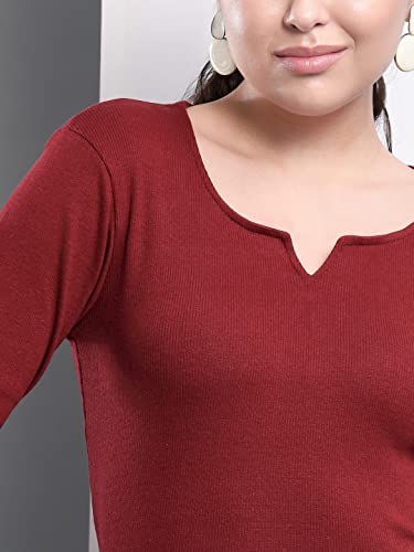 Image of Q - RIOUS Women's Solid Full Sleeve Scoop Neck Top