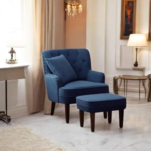 10 Best Cozy Chair for Reading: Top Comfortable Seats to Relax In 9 DESIGNER LIBRARY- Tufted Upholstered Armchair with Ottoman | High Back Cushioned Single Seater Sofa for Home | Cozy Reading Chair (Blue)
