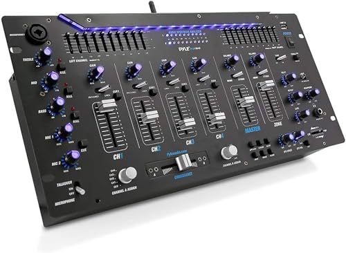 Dj E Iluminación, Personal Computer Pyle Controlador DJ Mezcladora Bluetooth, Sonido Profesional. Digital con Iluminación LED. Control Deslizante y de Velocidad. Ecualizador 10 Bandas.