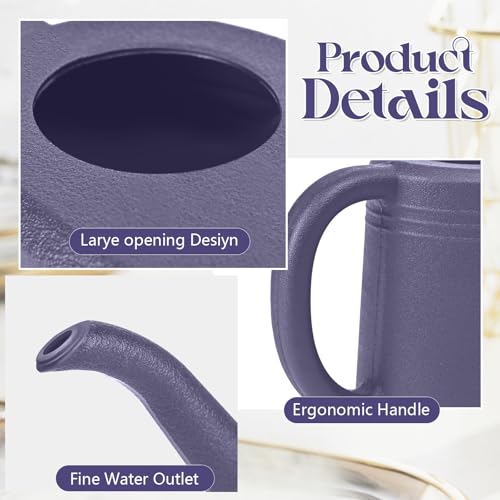 VKPLITE Plastic Watering Can for Home Plant Garden - with Long Stem - 1/4 Gallon - Purple