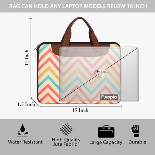 Image of Futopia Stylish Printed Laptop Sleeve Bag 15.6-16 Inch with Handle | Laptop Case Cover | Water Resistant & Shockproof | Padded Interior | Laptop, Notebooks Bag for Office, College & Travel