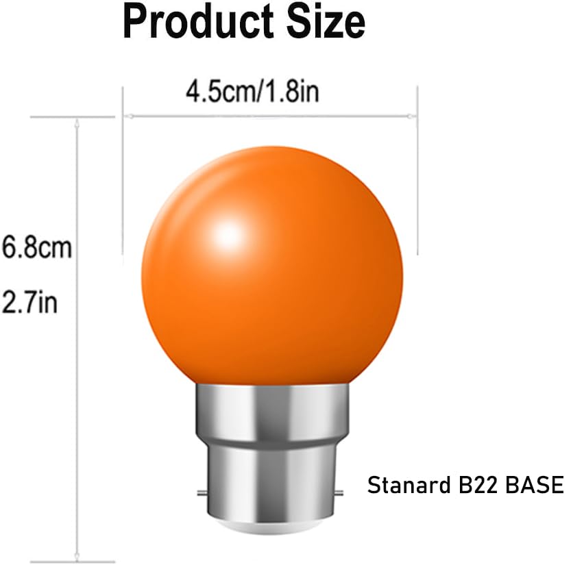 WULUN B22 Bayonet Coloured LED Bulbs, G45 Mini Globe Bulb, 2W Equivalent to 20W Halogen Lights - Image 2