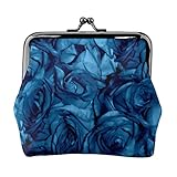 Coin Purse Blue rose for women men Wallet Bag Change Pouch small size with Kiss-Lock Clasp Closure B
