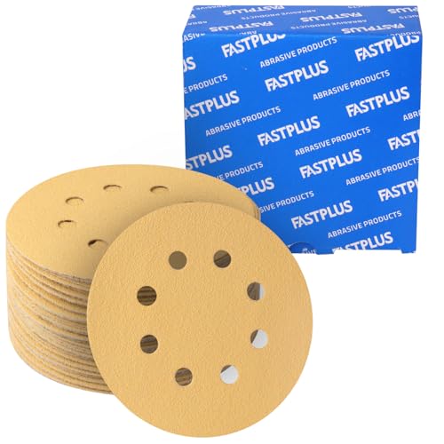 Disques abrasif 125 mm 8 trous papier poncage granulométrie 40 papier a poncer oxyde d'alumine jaune support anti - poussière 50 pièces pour machines orbitales