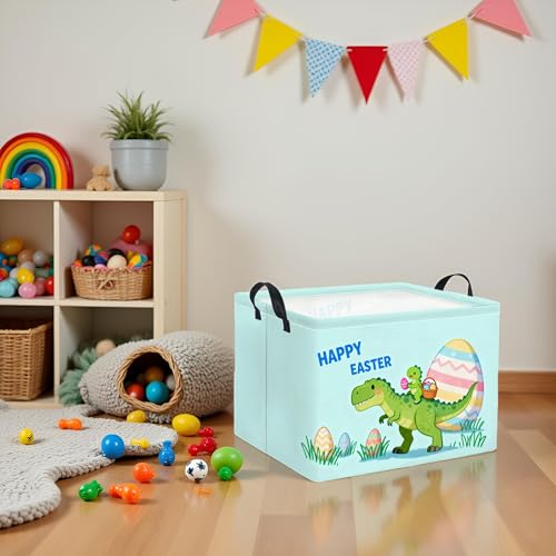 Image of Rectangular Easter Basket for Home Kitchen Baby Girls Basket Cute Storage Bin Organizer Shelf Book Room Decor(Cute Dinosaur)