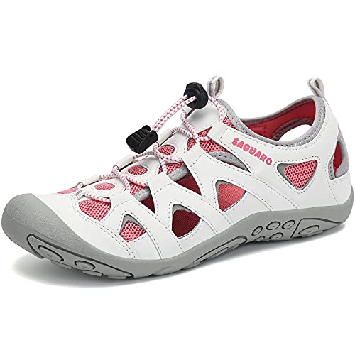 Saguaro Women's Closed Toe Hiking Sandal Sport Sandals Slip Resistant Girl Summer Outdoor Athletic Sandal Pearl White #TOP14