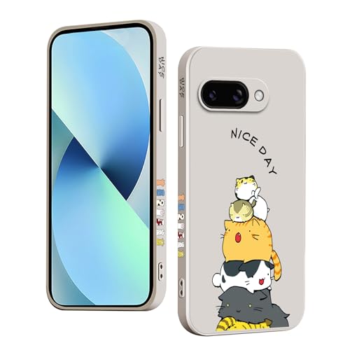 YUXING Coque pour Google Pixel 9a Silicone Antichoc Antidérapant, Étui Protection à Motifs Mignon Durable Souple Mince Intégrale Protection Housse (Cat,White)