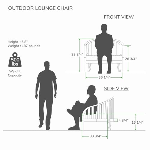 Cambridge Casual Bronte Teak Wood Outdoor Lounge Chair – Oversized Patio Seating with Tufted Tan Cushion, Weather‑Resistant, 500 lb Capacity