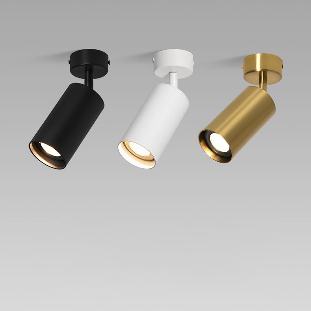 Spot LED 7 W, plafonnier encastré moderne à angle réglable, idéal pour un salon ou un mur, applique murale en aluminium, éclairage pour tableau ou vitrine, lumière blan,Black-white light 6000 K