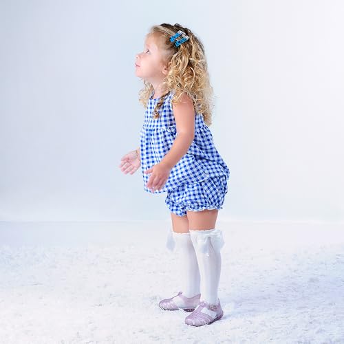 Meia Infantil Menina Blogueira 3/4 alta até o Joelho com Laço Elegante Estilo Uniforme Escolar taman