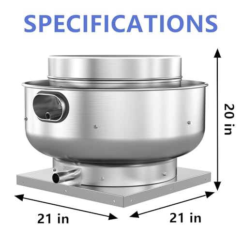 Image of Restaurant Canopy Hood Grease Rated Exhaust Fan- Food Truck High-Speed Direct Drive Centrifugal Upblast Exhaust Fan 0.5HP 110 Volt Single Phase Motor 1900-2600 CFM