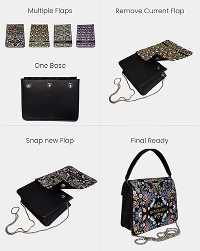 Image of Customized Sling Bag for Women Lite Edition| Interchangeable Flap Handbag (4 Flap Options) |HD Printed PU Leather Designer Crossbody Bag with Personalized Name| Chain Strap & Handle