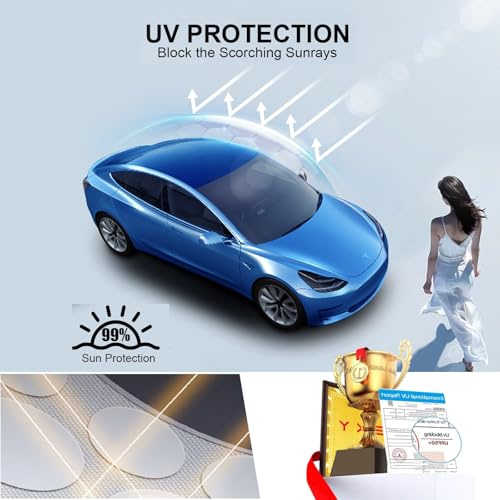 Image of Upgrade Tesla Model Y Sunshade Roof [Never Sag Gap, Nano Ice-Crystal Coatings] 3-Gen Heat Insulation Keep Cooling Foldable Glass Roof Sun Shade, Accessories for Model Y 2020~2024,Tesla Interior Black