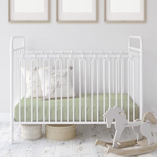 Image of Peryiter 2 Pack Gingham Crib Sheets for Girls Boys Green Bed Sheet Set Fitted 52'' x 28 inch for Standard Crib Mattress Stretchable Soft Toddler Aesthetic Nursery Decor