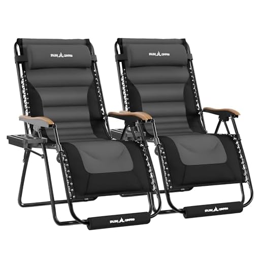UDPATIO Zero Gravity Chair Set of 2 XL 30In Oversized Outdoor Anti Gravity Chairs Patio Lounge Folding Adjustable Chair with Cup Holder Foot Pad & Padded Headrest, Support 500lbs