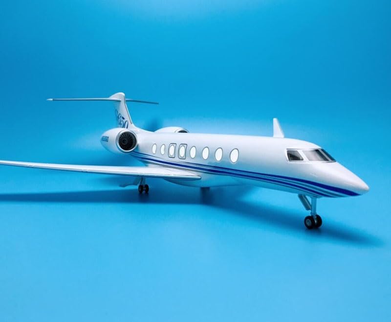 Close-up front-side view of the GerRit Gulf Stream G650 model aircraft, showing the cockpit windows and engine details.