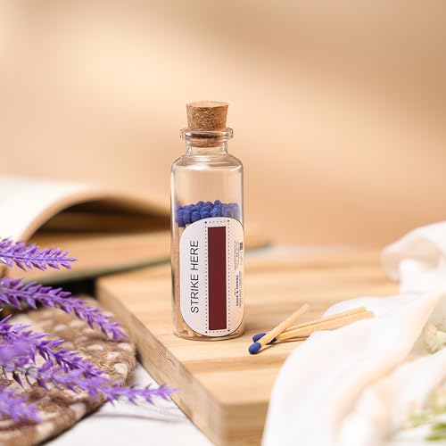 Image of Sage & Herbs 40 Small Matchsticks | Organic Matchsticks | Multipurpose Use | for Home, Temple & Office Use | Long Burn Time | Borosilicated Cork Jar Packing (Blue, Small) (Pack of 2)