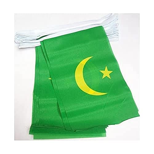 Image of AZ FLAG Mauritania 6 meters BUNTING Flag 20 flags 9'' x 6'' - Mauritanian STRING flags 15 x 21 cm
