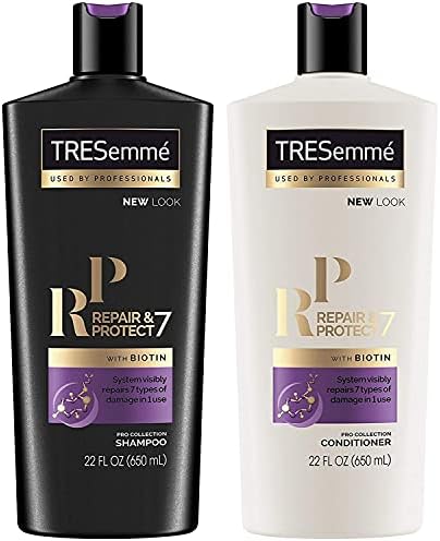 TRESemme Shampoo and Conditioner Set, Repair & Protect 7 with Biotin, Visibly Repairs 7 Types of Styling Damage and Strengthens Hair, 22 Fl Oz each