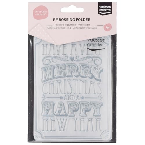 Vaessen Creative Dossier de Gaufrage Vœux de Noël et du Nouvel An (Anglais) 14,6 x 10,7 cm – Classeur de Gauffrage pour Carterie, Scrapbooking, Journaling –...