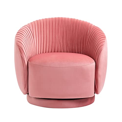 Lovspatio Modern Round Barrel Club Armchair,360-Degree Swivel Velvet Living Room Chair For Small Space (Peach)… #TOP7