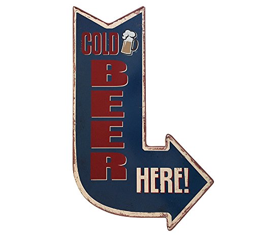 zeitzone Cartel de Chapa Cold Beer Here Wegweiser Nostalgie Vintage 40 x 25 cm Cover