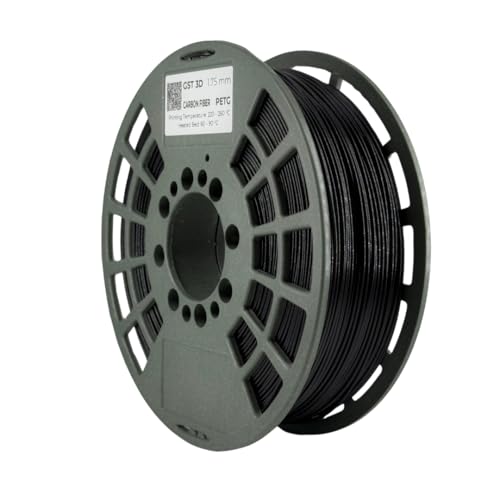 GST3D Filamento PETG con Fibra de Carbono, 1,75 mm, Bobina de 1 kg, Negro