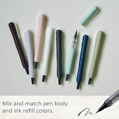 Kuretake Zig Letter pen COCOIRO, Refillable Marking pen, with Flexible ExtraFine brush tip, Black ink, Made in Japan (BLACK, Black)