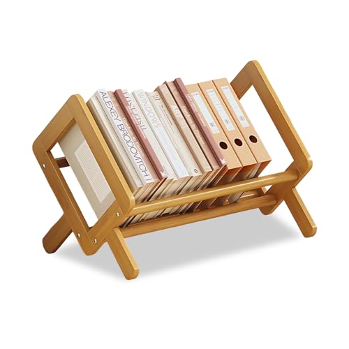 diceevil Wood Tilting Bookcase Desktop Book Shelf Organizer Display Stand for Books and Magazines