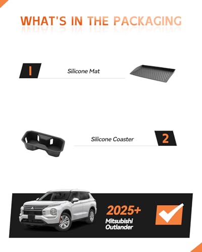 Image of CDEFG 2PCS for 2025 2026 Mitsubishi Outlander Center Console Cup Holder Organizer Insert TPE & Center Console Wireless Charing Pad Silicone Mat Accessories-FIT Fuel-Powered