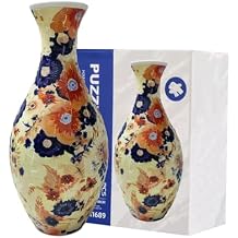 3D Puzzle Vase for Adults - DIY Flower Planter Jigsaw Puzzle Kit, Decorative Art Jar Craft for Home Decor, Reusable Vases Creative Gift & Garden Craft Project Orange Flower