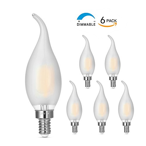 Carrybc Candelabra Led Bulbs 2700K 40W Equivalent Improve Flame Tip Frosted Glass E12 Base Warm White Decoration E12 Led Bulb Dimmable 6 Pack #TOP1