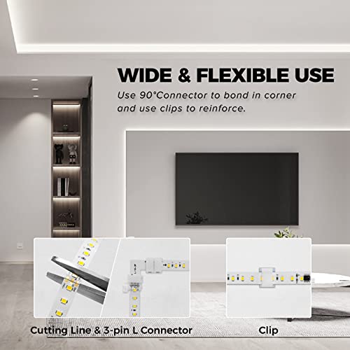 Chasing White Led Strip Lights, 6500K 32.8Ft 24V Dimmable Daylight White, 600 Leds Smd 2835, Remote & Usb C Controller, Strong Adhesive, Strip Lights For Bedroom, Wedding, Ceiling, Kitchen, Cabinet #TOP3