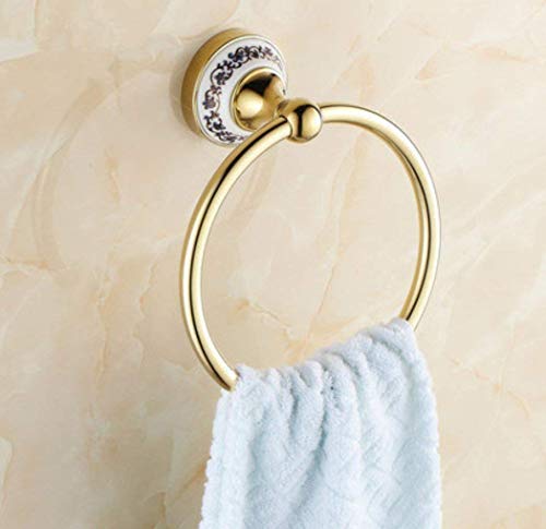 Porte-serviette de bain anneau acier inoxydable plaqué or GZZ