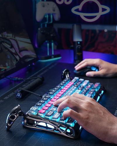 Image of GravaStar Mercury V75 Pro HE Keyboard - 75% Layout Gaming Keyboard, Hall‑Effect Magnetic Switches, Only Wired, Hot‑Swappable, 8000 Hz Polling, Dual‑Zone RGB, Semi‑Aluminum Frame with Cyberpunk