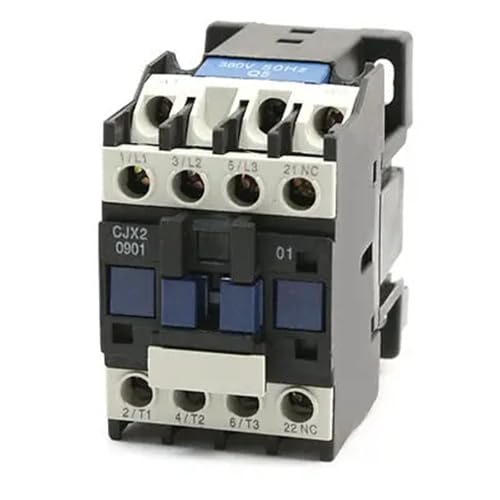 Contactor AC CJX2-0901 de 380V y 35mm para riel DIN trifásico con 1NC